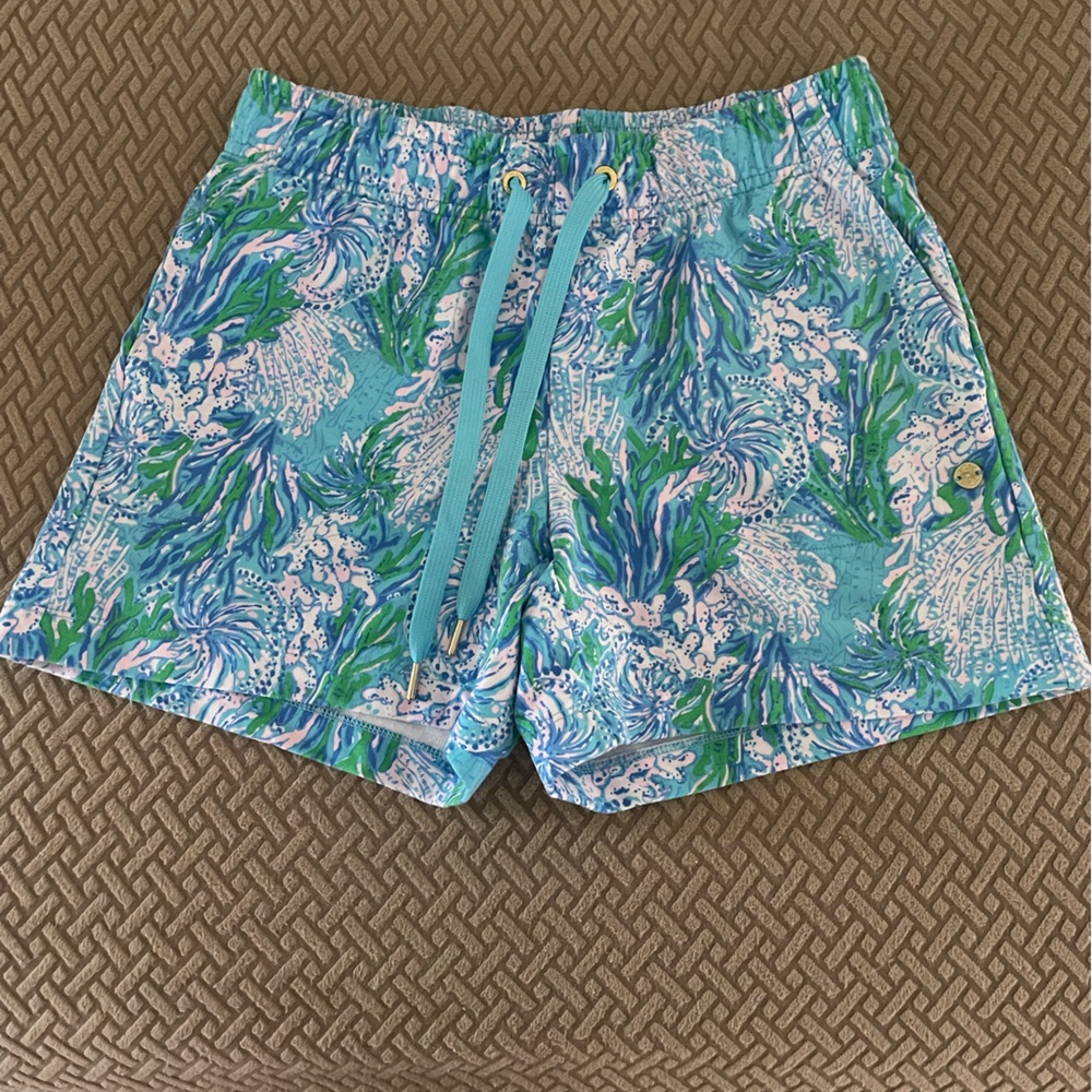 Lilly Pulitzer Blue and Green Patterned Women Shorts